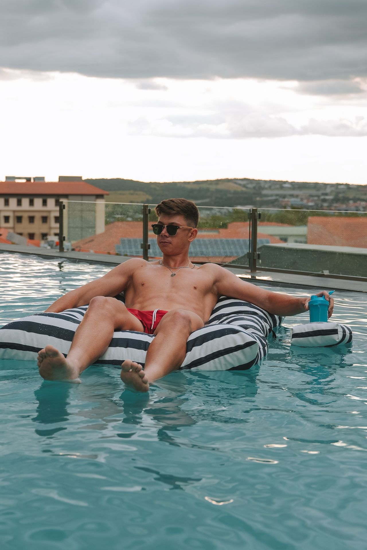 Cushy premium pool pillow close-up